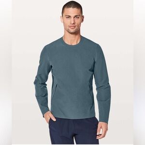 Lululemon Warp Lite Long Sleeve Crew Blue Zippered Pockets Mens Size Small